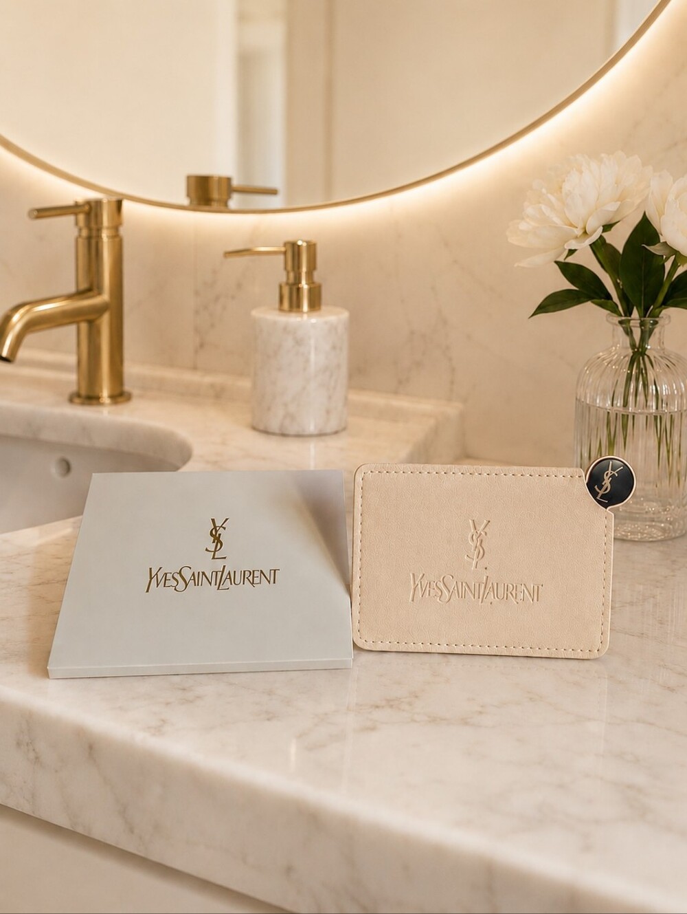 Yves Saint Laurent Travel Pocket Mirror In Beige Cream NEW GWP